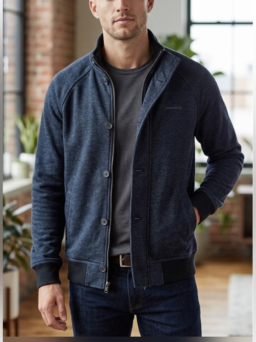 Marc Anthony Navy Cotton Knit Jacket sz M